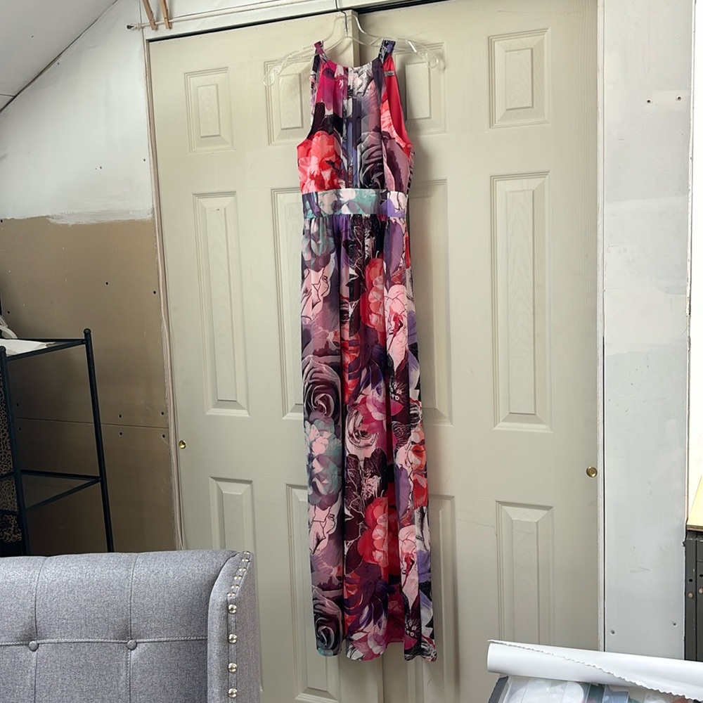 Eliza J floral Chivon halter dress